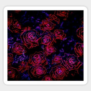 Red Neon Roses Sticker